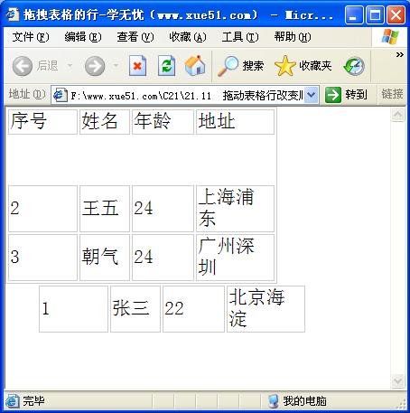 拖动表格行改变顺序运行效果