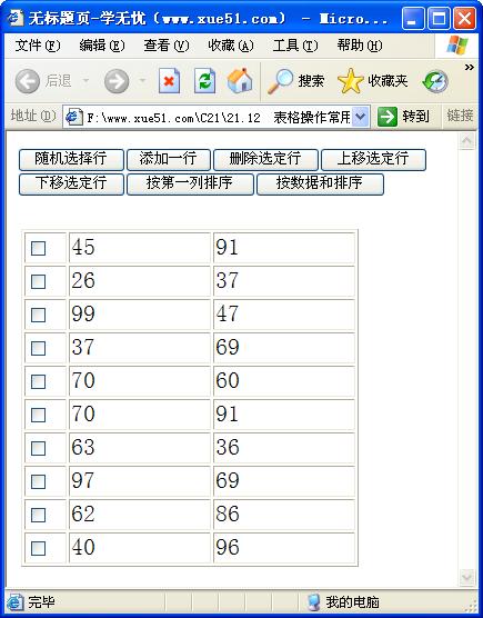 表格操作常用方法运行效果