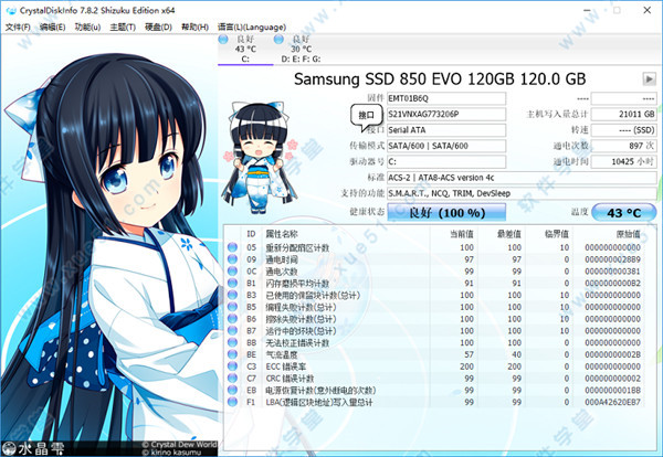 CrystalDiskInfo硬盘检测工具萌妹版